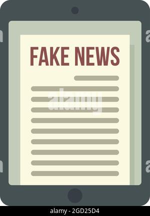 Symbol für gefälschte Nachrichten auf dem Tablet. Flache Illustration von Tablet gefälschte News Vektor-Symbol auf weißem Hintergrund isoliert Stock Vektor