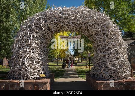 Antler Arch in Jackson, Wyoming. Stockfoto