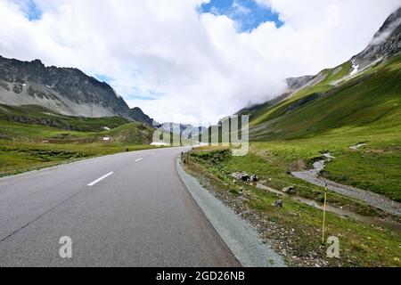 Albula Pass Bergpass im Kanton Engadin in Richtung Graubünden, Schweiz. Stockfoto