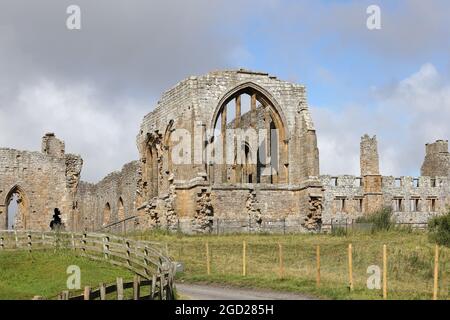 Die Ruinen der Egglestone Abbey in der Nähe von Barnard Castle, Teesdale, County Durham, Großbritannien Stockfoto