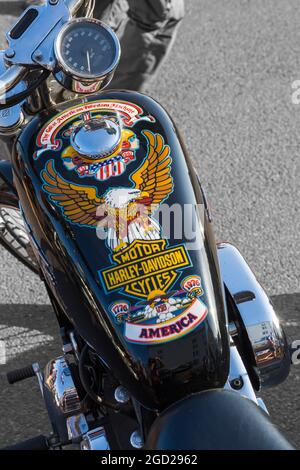 Harley Davidson Bike Night, Poole Quay, Dorset UK im Juli Stockfoto