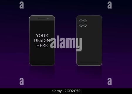 Modell des Smartphones mit schwarzer Bildschirmdarstellung. Stock Vektor