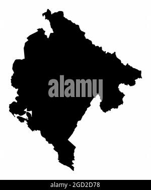 Montenegro dunkle Silhouette Karte isoliert auf weißem Hintergrund Stock Vektor