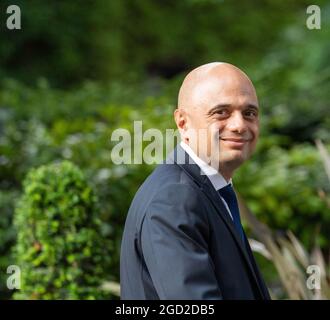 London, Großbritannien. August 2021. Sajid Javid Secretary of State for Health and Social Care leaves 10 Downing Street London Großbritannien Kredit: Ian Davidson/Alamy Live News Stockfoto