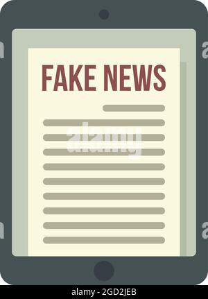 Symbol für gefälschte Nachrichten auf dem Tablet. Flache Illustration von Tablet gefälschte News Vektor-Symbol auf weißem Hintergrund isoliert Stock Vektor