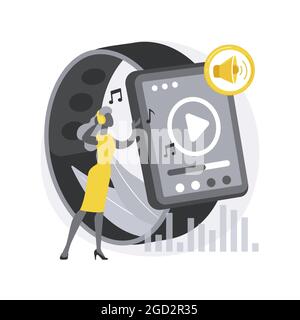 Smartwatch als tragbarer Mediaplayer abstrakte Konzept Vektor Illustration. Stock Vektor