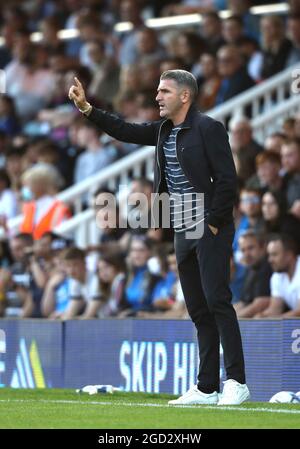 Peterborough, Großbritannien. August 2021. Ryan Lowe (PA) beim Spiel Peterborough United gegen Plymouth Argyle EFL Cup, im Weston Homes Stadium, Peterborough, Cambridgeshire. Kredit: Paul Marriott/Alamy Live Nachrichten Stockfoto