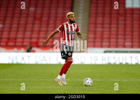 Sheffield, Großbritannien. August 2021. Jayden Bogle #20 von Sheffield United in Sheffield, Vereinigtes Königreich am 8/10/2021. (Foto von Ben Early/News Images/Sipa USA) Quelle: SIPA USA/Alamy Live News Stockfoto