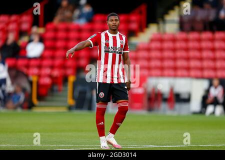 Sheffield, Großbritannien. August 2021. Rhian Brewster #7 von Sheffield United in Sheffield, Vereinigtes Königreich am 8/10/2021. (Foto von Ben Early/News Images/Sipa USA) Quelle: SIPA USA/Alamy Live News Stockfoto