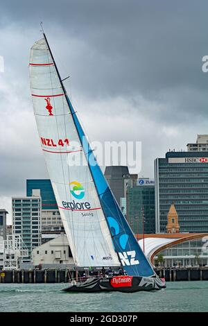 Segeln auf dem Waitemata Hafen Auckland Central Stockfoto