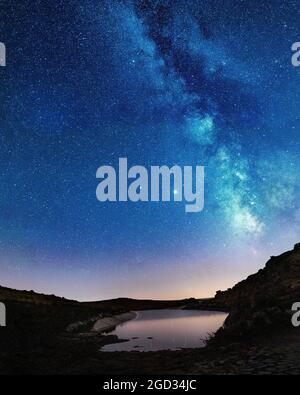 Via Lactea, Stars and River in Serra da Freita Stockfoto