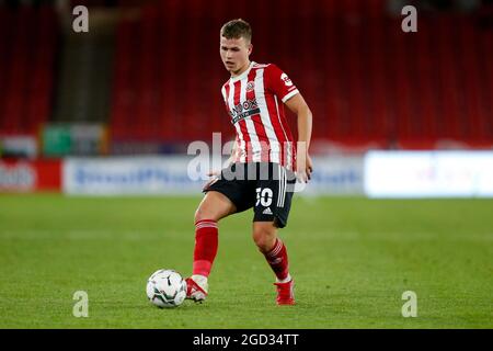 Sheffield, Großbritannien. August 2021. ZAK Brunt #30 von Sheffield United in Sheffield, Vereinigtes Königreich am 8/10/2021. (Foto von Ben Early/News Images/Sipa USA) Quelle: SIPA USA/Alamy Live News Stockfoto