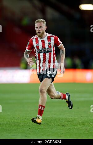 Sheffield, Großbritannien. August 2021. Oliver McBurnie #9 von Sheffield United in Sheffield, Vereinigtes Königreich am 8/10/2021. (Foto von Ben Early/News Images/Sipa USA) Quelle: SIPA USA/Alamy Live News Stockfoto