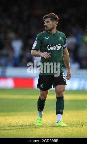 Peterborough, Großbritannien. August 2021. Joe Edwards (PA) beim Spiel Peterborough United gegen Plymouth Argyle EFL Cup, im Weston Homes Stadium, Peterborough, Cambridgeshire. Kredit: Paul Marriott/Alamy Live Nachrichten Stockfoto