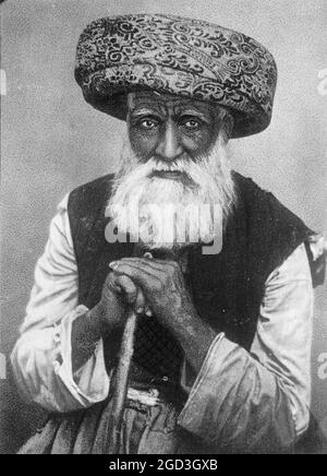 Palästina, ein muslimischer [muslimischer] Chef. Sheek [d.h. Scheich] aus der palästinensischen Wüste ca. zwischen 1909 und 1919 Stockfoto
