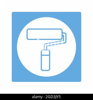 Icon Vektor von Paint Roller - White Moon Style - einfache Illustration. Bearbeitbare Kontur. Design-Vorlage Vektor.Umriss-Stil-Design.Vektor-Grafik-illu Stock Vektor