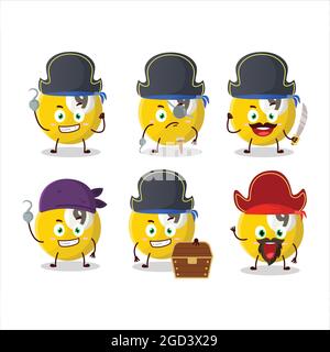 Cartoon-Charakter von Billard-Ball mit verschiedenen Piraten Emoticons. Vektorgrafik Stock Vektor