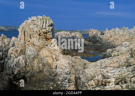 FRANKREICH, FINISTERE (29), OUESSANT ISLAND UND SEINE WILDE KÜSTE, BRETAGNE. Stockfoto