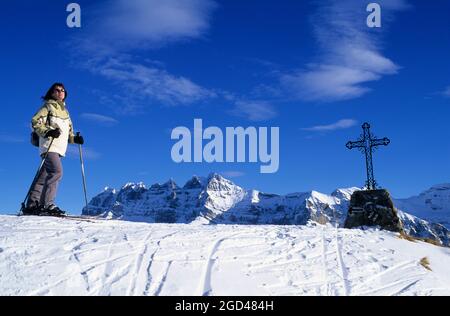 FRANKREICH, HAUTE-SAVOIE (74) CHABLAIS LAND ZWISCHEN FRANKREICH UND DER SCHWEIZ, SKIGEBIET LES PORTES DU SOLEIL, SKIGEBIET MORZINE-AVORIAZ, PORTES DU Stockfoto