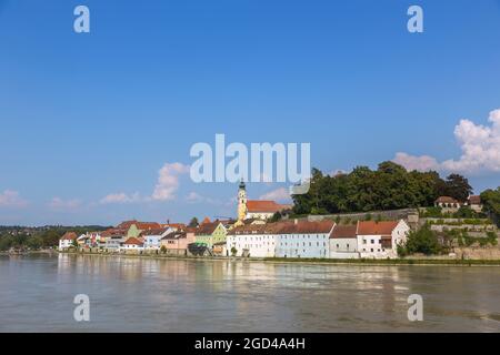 Geographie / Reisen, Österreich, Oberösterreich, Schaerding, Ufer des Inn, ZUSÄTZLICHE-RIGHTS-CLEARANCE-INFO-NOT-AVAILABLE Stockfoto