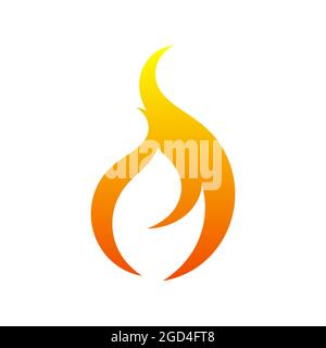 Flammenfarbsymbol. Einfache Darstellung eines Feuers. Orangegelber Verlauf. Symbol für Gefahr durch wildes Feuer. Isoliert auf weißem Hintergrund. Blaze-Schild. Vektor Stock Vektor