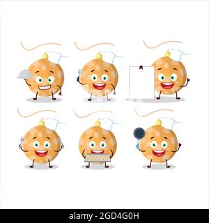 Cartoon-Charakter der weihnachtsbeleuchtung orange mit verschiedenen Chef Emoticons. Vektorgrafik Stock Vektor
