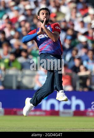 Aktenfoto vom 20-07-2021 von Englands Saqib Mahmood. Ausgabedatum: Mittwoch, 11. August 2021. Stockfoto