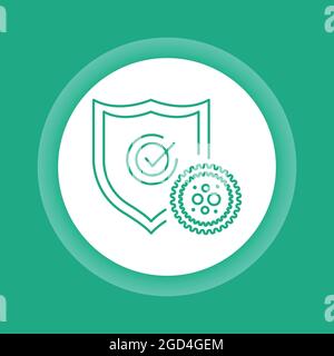 Medizinische Prävention Symbol für die Schaltfläche „menschliche Keimfarbe“. Schutzschild schützt Stock Vektor