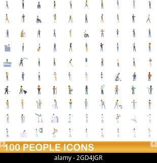 100 Personen Symbole gesetzt. Cartoon Illustration von 100 Personen Symbole Vektor auf weißem Hintergrund einstellen Stock Vektor