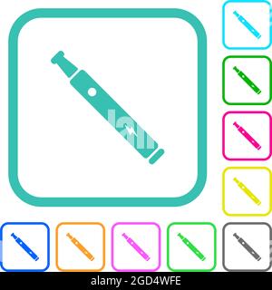 Elektronische Zigarette solide lebendige farbige flache Symbole in geschwungenen Rändern auf weißem Hintergrund Stock Vektor