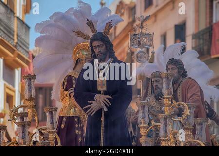 hermandad de Jesus cautivo de San Paul, heilige Woche in Sevilla, heilige Woche in Sevilla Stockfoto