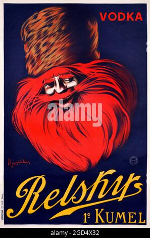 Relsky Vodka – Französisches Plakat – Kunstwerk von Leonetto Cappiello. Hohe Auflösung. Digital verbessert/verbessert. Stockfoto