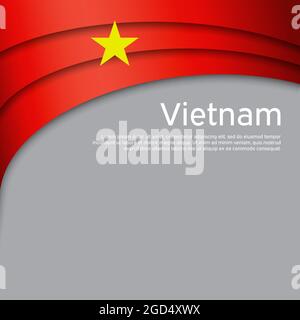 Abstrakt schwenkende vietnam-Flagge. Papierschnitt. Kreativer Hintergrund für die Gestaltung patriotischer vietnamesischer Weihnachtskarten. Nationales Plakat. Cover, Banner Stock Vektor