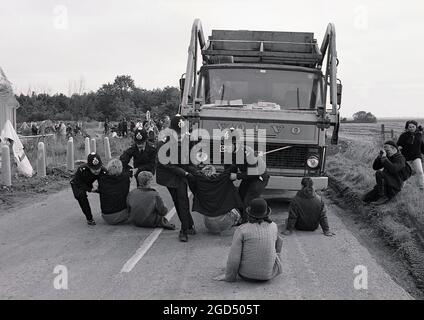 Blockade des US-Luftwaffenstützpunktes Molesworth Großbritannien 16. September 1986 Stockfoto