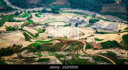 Schöne Reisterrasse in der Provinz Lao Cai im Norden Vietnams Stockfoto
