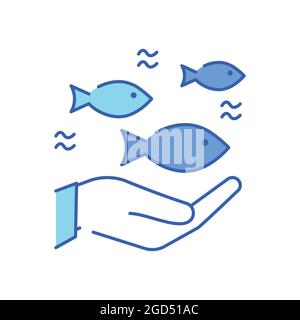 Symbol „Leben unter Wasser“. Soziale Verantwortung des Unternehmens. Nachhaltige Entwicklungsziele. SDG-Zeichen. Piktogramm für Anzeige, Web, mobile App. UI-UX-Design Stock Vektor
