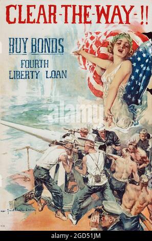 WEG FREI! - World war I 'Christy Girl' Propaganda (USA Regierungsdruckerei, 1918). „Kaufen Sie Anleihen.“ Der große Krieg / 1. Weltkrieg.