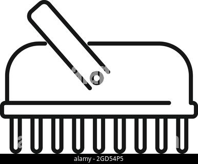 Badezimmer Pinsel Symbol Umriss Vektor. Badewanne mit Dusche. Toilette, saubere Bürste Stock Vektor