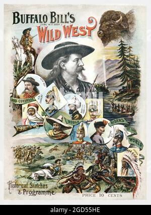 Titelbild von „Buffalo Bill's Wild West“ Historical Sketches and Program“ – kein Datum. Theaterprogramm. Stockfoto