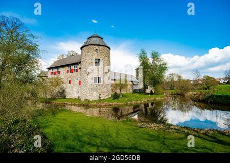 Mittelalterliche Wasserburg Ratingen, in der Nähe von Düsseldorf, Deutschland Stockfoto