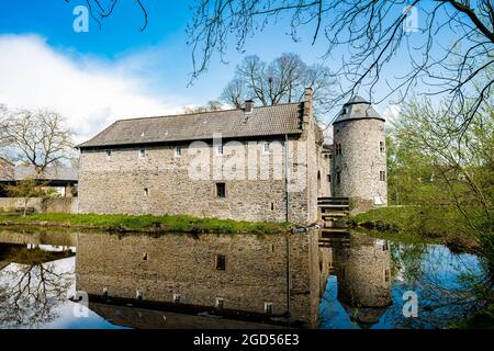 Mittelalterliche Wasserburg Ratingen, in der Nähe von Düsseldorf, Deutschland Stockfoto