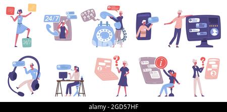 Persönlicher Assistent, Call Center-Kundendienst-Netzwerkdienste. Technischer Online-Support für Kunden, Vektor für Online-Hotline-Assistenten Stock Vektor