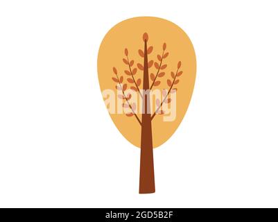 Ein gewisser herbstlicher gelber Baum auf weißem Hintergrund Stock Vektor