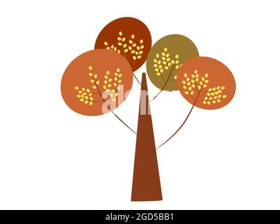 Herbst gelben Baum im Cartoon-Stil isoliert Stock Vektor