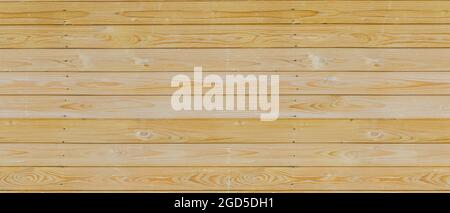 Leerer Holztisch. Gelbes Holz Textur Hintergrund. 3D-Rendering-Illustration. Stockfoto