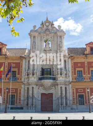 Der Palast von San Telmo Sevilla, Spanien. Sitz der Präsidentschaft der andalusischen Regionalregierung Stockfoto