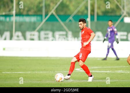 Marbella, Spanien. August 2021. Yousif Muftah wurde während des Freundschaftsspiel des Al Arabi SC gegen den AD Ceuta FC im Marbella Football Center in Marbella gesehen.Endstand: Al Arabi SC 3-2 AD Ceuta FC Credit: SOPA Images Limited/Alamy Live News Stockfoto