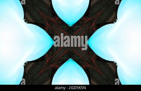 Mystisches Kreuz auf einem dunkelblauen Hintergrund mystisches Bild verschiedene Zeichen. Beste Hintergrundbilder für Bilder und Videos Stockfoto