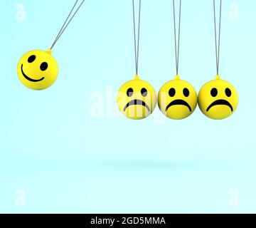 Glückliche und traurige Smileys zeigt Positive und Negative Emotionen Stockfoto