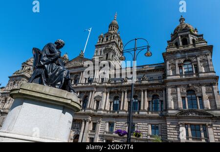 glasgow City Hall, glasgow st georges Square, glasgow City Hall scotland, glasgow Historic Architecture, glasgow Historic Buildings, St georges Square Stockfoto